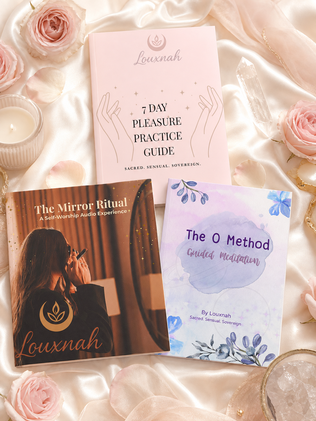 LOUXNAH digital ritual collection featuring the 7-Day Pleasure Practice, The Mirror Ritual and The O Method